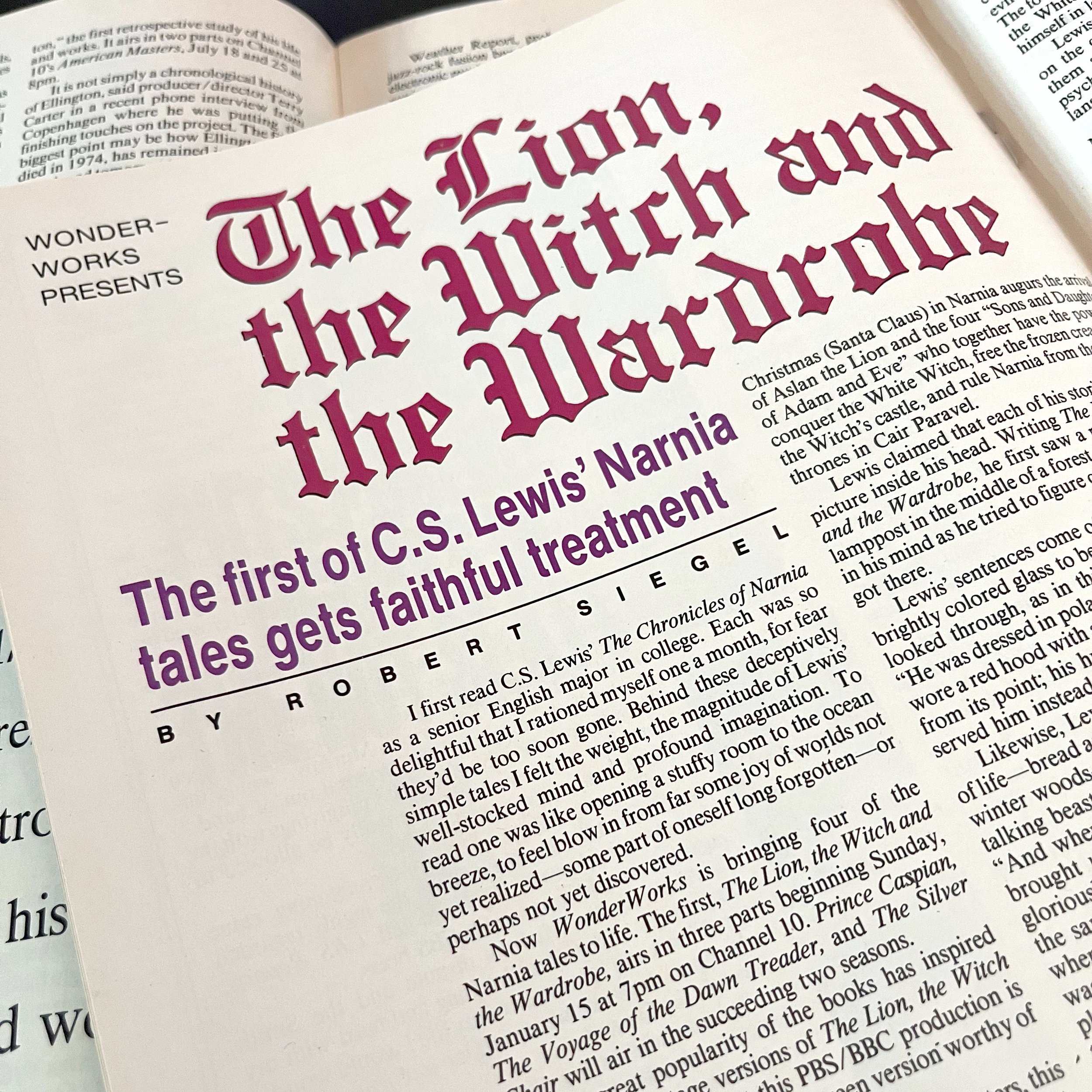Fine Tuning layout for The Lion, the Witch, and the Wardrobe mini-series.
